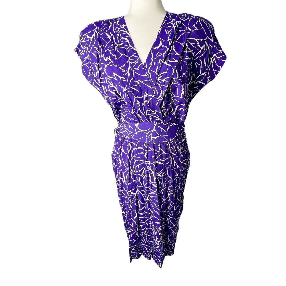 Vintage All that jazz purple floral belted midi dress
